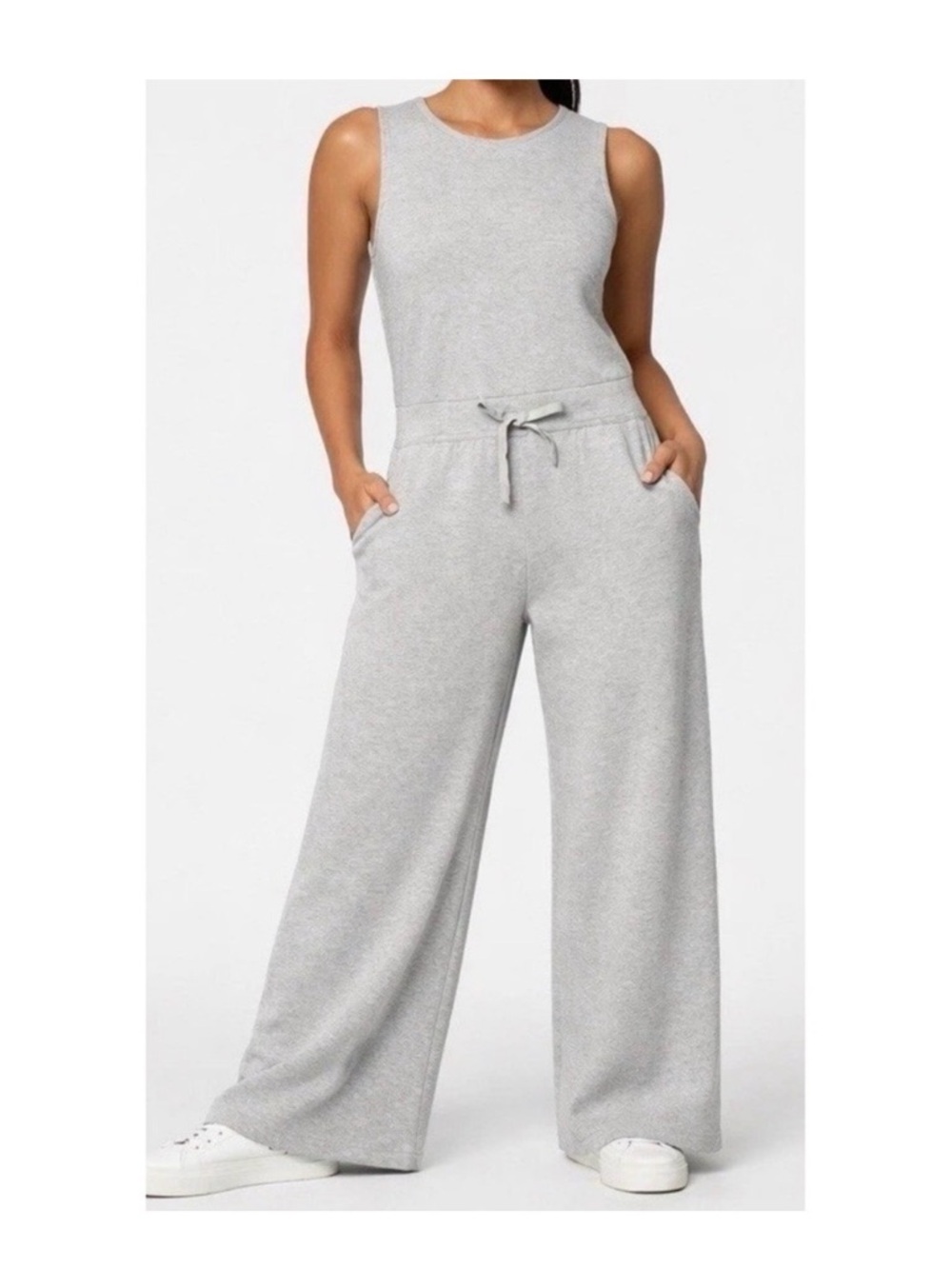 SPANX Light Gray Sleeveless Wide-Leg Jumpsuit